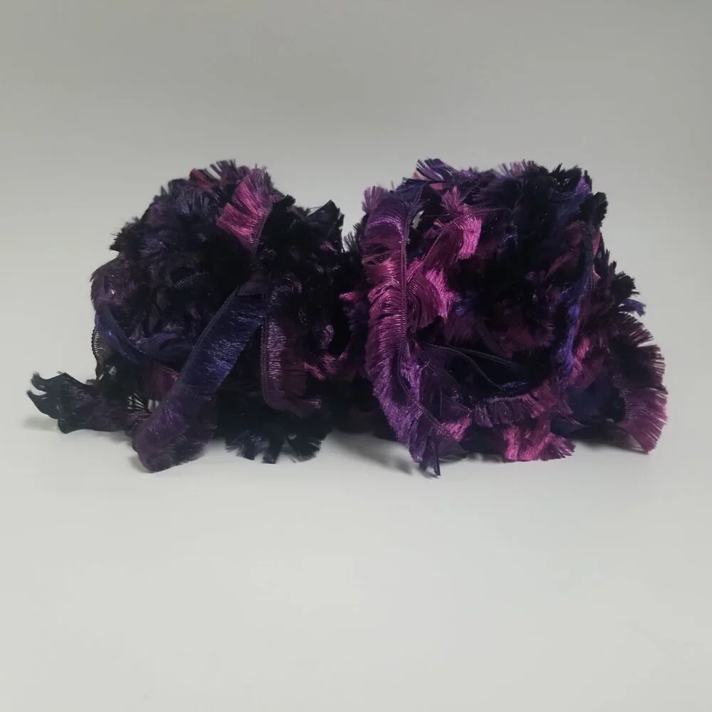 2 Skeins BERNAT Boa Color PARROT 3.5 oz each #5 Bulky Fashion Yarn Purple Pink